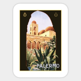 Palermo, Sicily, Italy Vintage Travel Poster Design Sticker